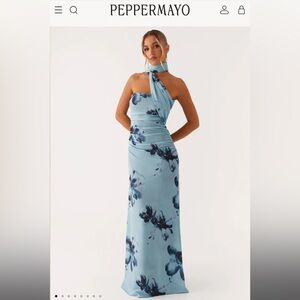 Peppermayo Strapless Blue Floral Dress